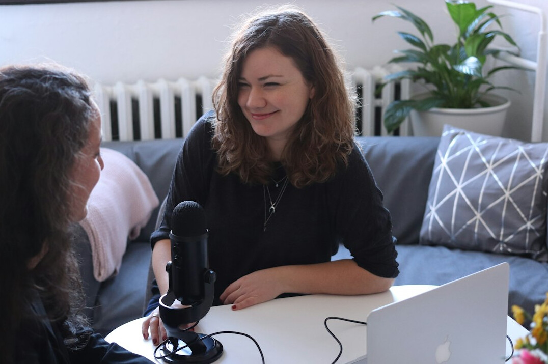 talk show host interviewing guest