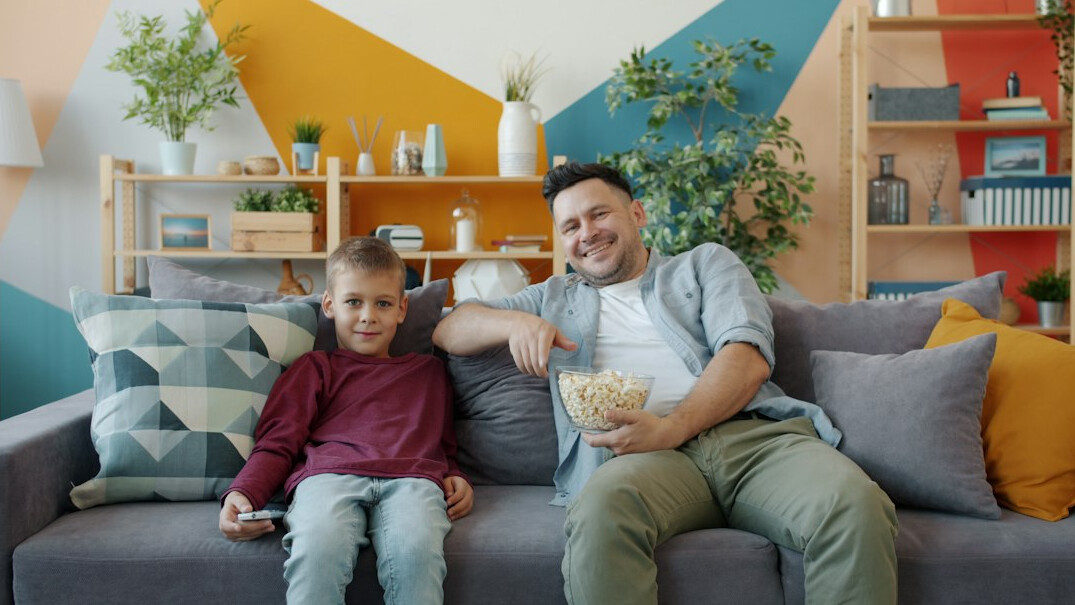 family watching tv